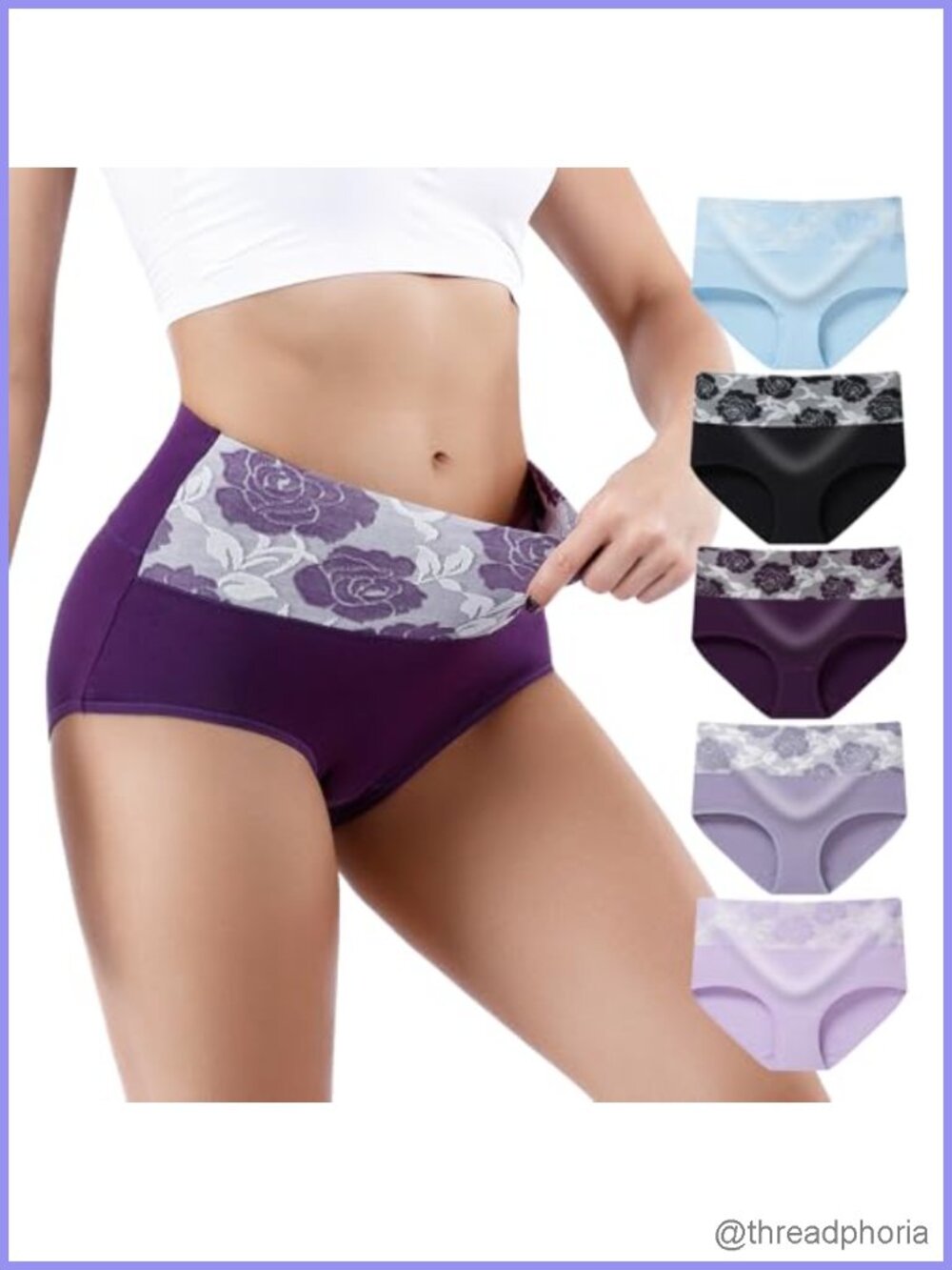 95% Cotton High Waisted Briefs 5-Pack Women Breathable Tummy Control Panties